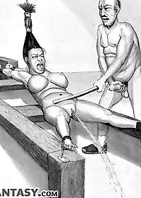 He yanked his bulbous cock-head out Cathy's hole and strode across the room pic 3