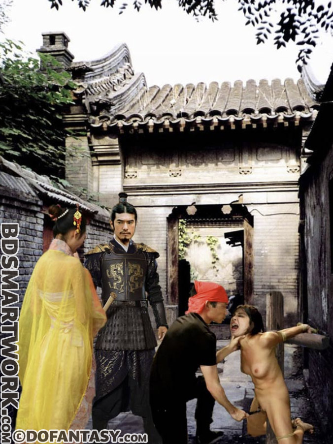 The lash struck Ming Zhu's flesh across the lush peaches of her tits