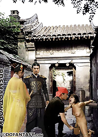 The lash struck Ming Zhu's flesh across the lush peaches of her tits pic 3