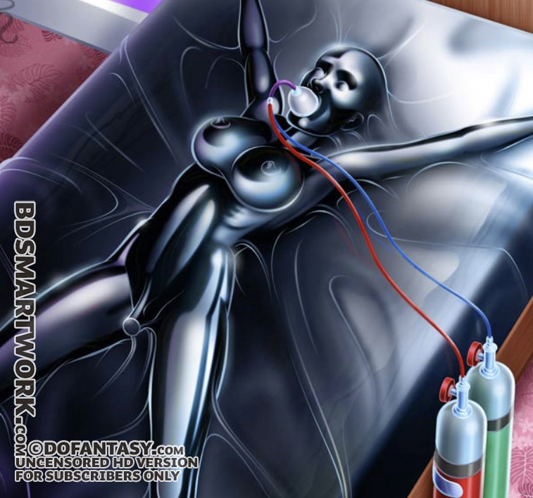 She lay there like a butterfly in a collection, wearing only a strapped in dildo