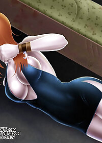 On her feet were black, patent leather, six-inch, high heels with ankle straps pic 2