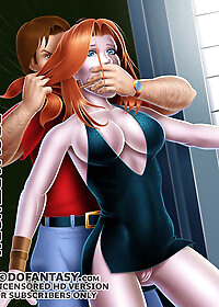 On her feet were black, patent leather, six-inch, high heels with ankle straps pic 3