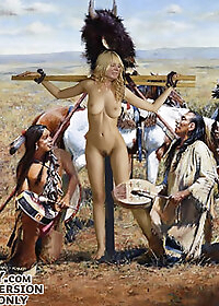 The redhead obeyed and the fifth man put his bow and arrow down and fucked her in the cunt from behind as she licked pic 2