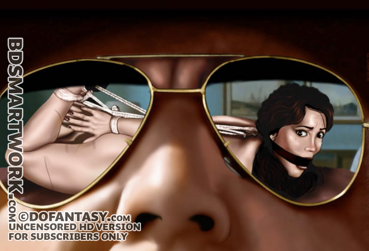 She squirmed and twisted but the huge head stayed on target and was soon bulging between her distended labia